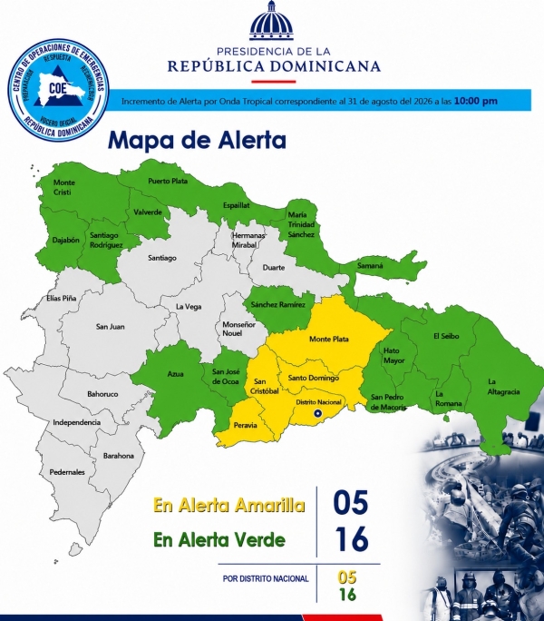 COE amplía las alertas ante aumento de lluvias por onda tropical